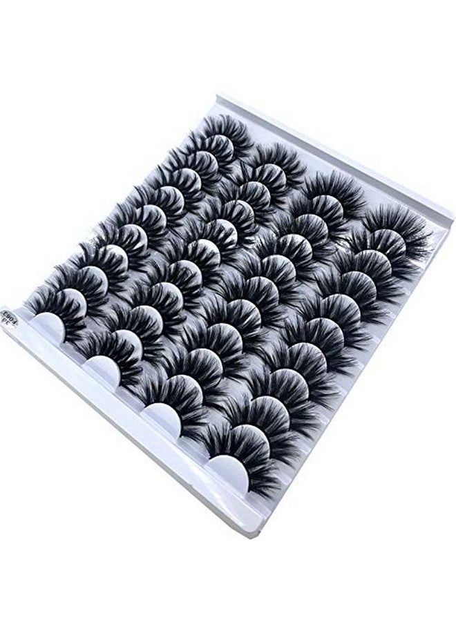 HBZGTLAD - HBZGTLAD 20 Pairs 25 mm 3d Mink Lashes Bulk Faux with Custom Box Wispy Natural Mink Lashes Pack Short Wholesales Natural False Eyelashes (F063) - Image 1