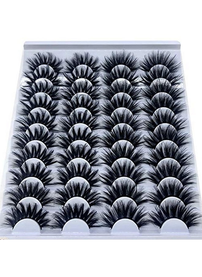 HBZGTLAD - HBZGTLAD 20 Pairs 25 mm 3d Mink Lashes Bulk Faux with Custom Box Wispy Natural Mink Lashes Pack Short Wholesales Natural False Eyelashes (F063) - Image 1