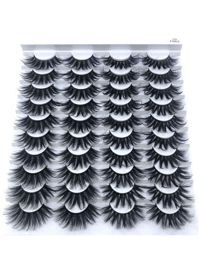 HBZGTLAD - HBZGTLAD 20 Pairs 25 mm 3d Mink Lashes Bulk Faux with Custom Box Wispy Natural Mink Lashes Pack Short Wholesales Natural False Eyelashes (F063) - Image 1