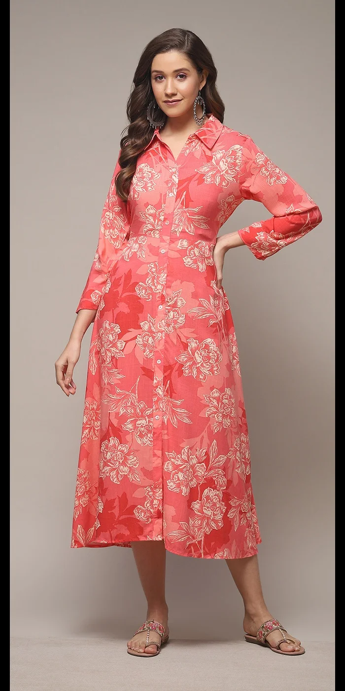 بيبا فستان كورال ليفا بطبعة مستقيمة