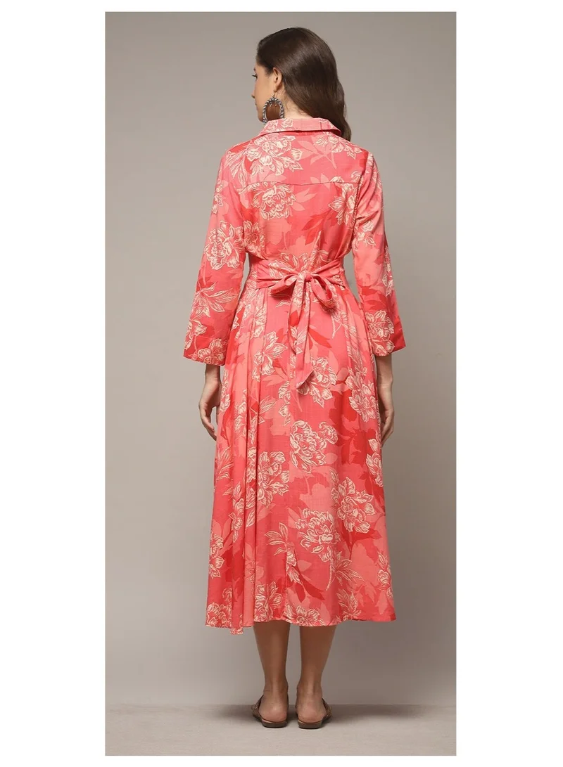 Biba  Coral LIVA Straight Printed Dress for Women | Best Price UAE
