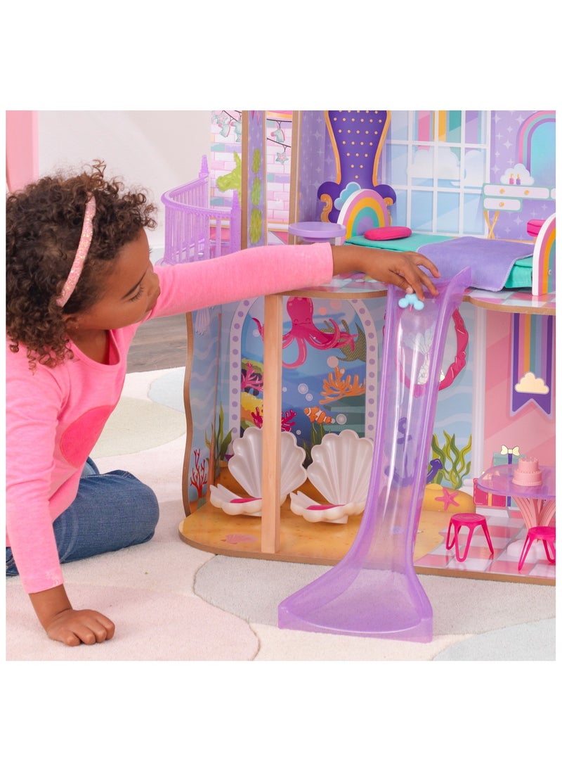 KidKraft KidKraft Rainbow Dreamers Unicorn Mermaid Dollhouse + Kidkraft All Time Play Kitchen With 38 pcs Accessories  - Image 4