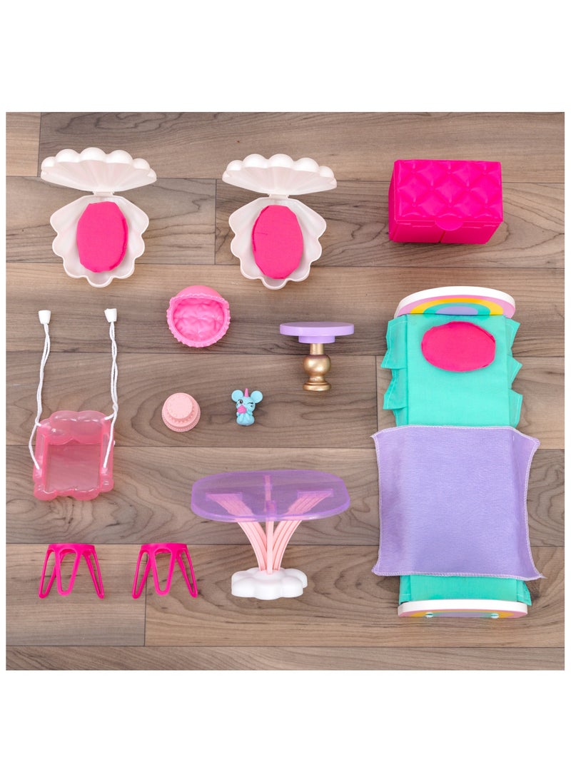 KidKraft KidKraft Rainbow Dreamers Unicorn Mermaid Dollhouse + Kidkraft All Time Play Kitchen With 38 pcs Accessories  - Image 3
