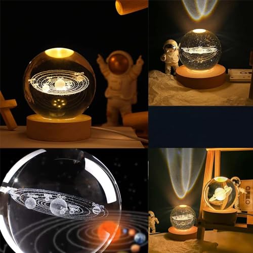 Desidiya Universe Crystal Ball Night Light,2.4 Inch Glass Ball Night LED Lamp with Woodern Base,Decorations Gifts for Men,Women,Kids,Boys,Girls,Teens - Image 5