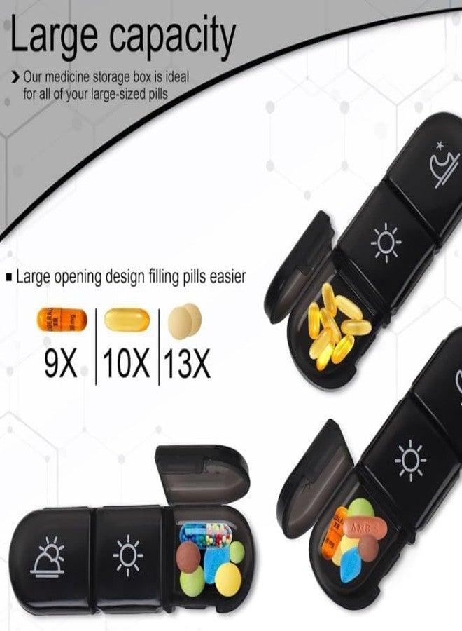 Nuvex Weekly Pill Organizer 3 Times a Day | 7-Day Large Travel Pill Box with Moisture-Proof Compartments for Vitamins, Medications, Fish Oil & Supplements Pill Dispenser Travel Pill Case (Black - Image 4