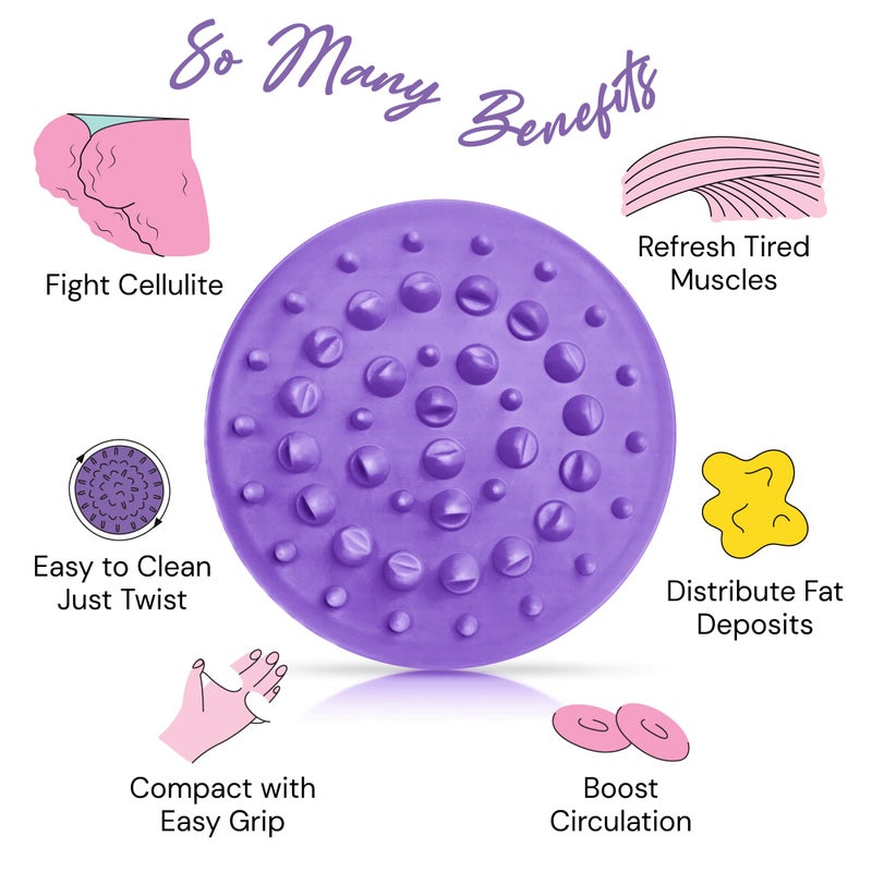 Scala Silicone Cellulite Massager, Bath Shower Scrubber Accessories, Bathroom Toys, Cellulite Remover, Body Massager Tool, Exfoliator, Fat Roller Use with Creams and Oils, Purple - Image 3