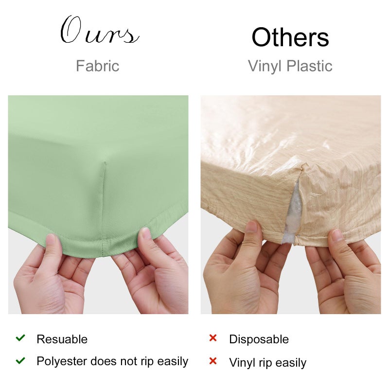 homing 2 Pack Rectangle Table Cloth  Elastic Fitted Fabric Tablecloth Fits for 8 Foot Folding Tables  Washable Table Cover for Picnic  Camping  Indoor & Outdoor (Green  30 "" x 96 "") - Image 4