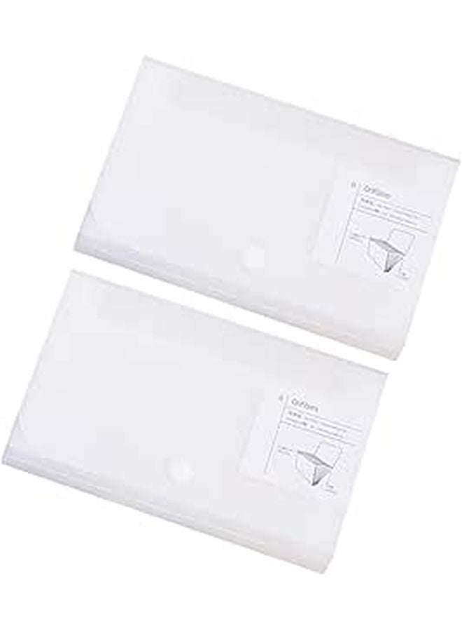 White Expanding File Folder 2pcs Portable Accordion Organizer for School Office - Image 1