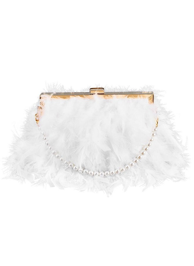 Feather Clutch Purses For Women Wedding Evening Bride Furry Purse Classy Fringe Purse Glossy Designer Purse(White) - pzsku/ZBF8F5B10D4CE2BD8D4F1Z/45/_/1714991177/6628d42f-d794-4a0d-a837-19f74cf16b60