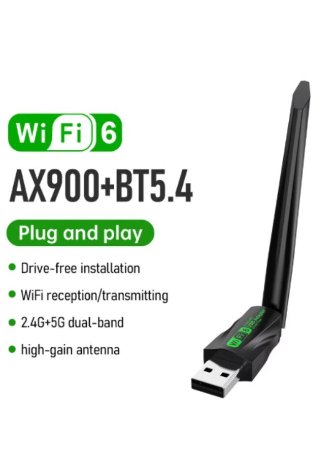 Haysenser 900Mbps WiFi 6 & Bluetooth 5.4 USB Adapter – Dual-Band Wireless Dongle Model: HY-900BT