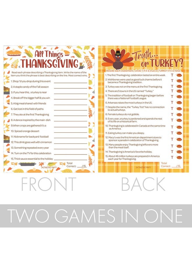 DISTINCTIVS DISTINCTIVS Thanksgiving Party Games, All Things Thanksgiving and Truth or Turkey (2 Game Bundle) - 25 Dual Sided Cards, Friendsgiving Party Games, Thanksgiving Family Games  - Image 3