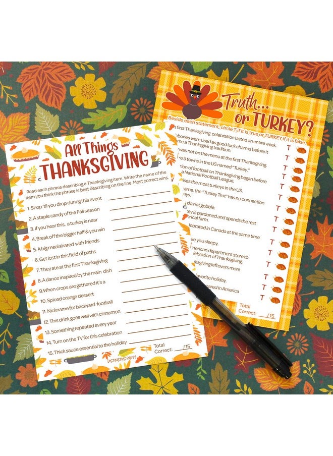 DISTINCTIVS DISTINCTIVS Thanksgiving Party Games, All Things Thanksgiving and Truth or Turkey (2 Game Bundle) - 25 Dual Sided Cards, Friendsgiving Party Games, Thanksgiving Family Games  - Image 2