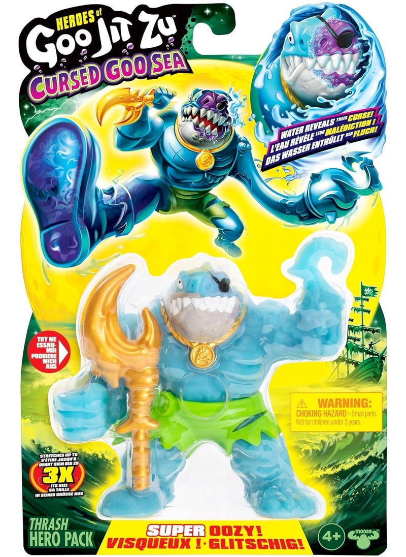 GOO JIT ZU Heroes of Goo Jit Zu Goo Sea | Super Oozy, Goo Filled Toy Thrash Action Figure Hero Pack  - Image 1