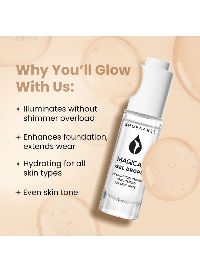 Shopaarel Magical Gel Drops, Face Primer, Soft Radiance, Luminous Finish - Clear, 20 ml - Image 4