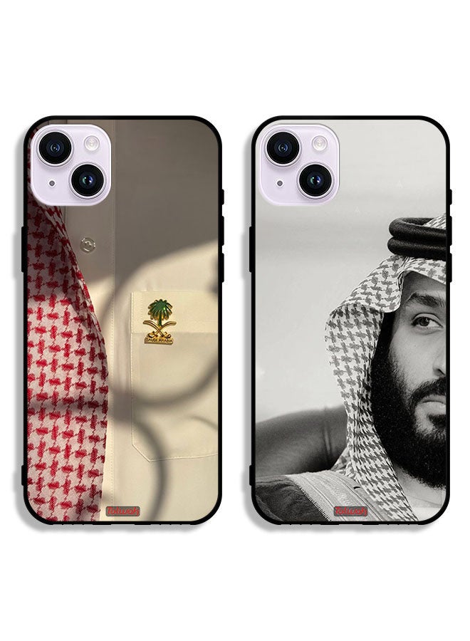 Tolwak حالتان لجهاز آيفون 14 بلس أغطية واقية الأمير محمد وشعار المملكة - Image 1