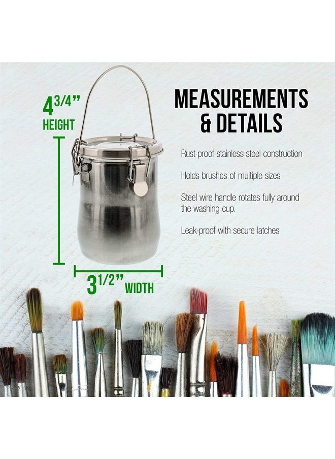 US Art Supply - Large Stainless Steel Leak-Proof Premium Brush Washer - Image 1