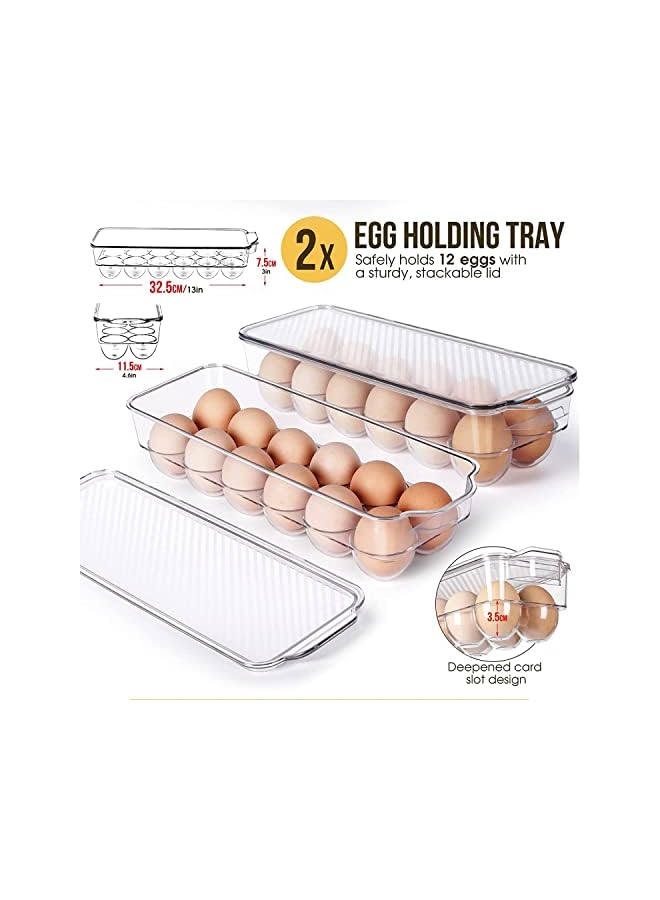 IAF Refrigerator Organizer Bins Set of 13, Clear Stackable Fridge Organisers Boxes, BPA Free Freezer Storage Container with Handle for Kitchen Cabinet, Pantry, Countertops - Image 5