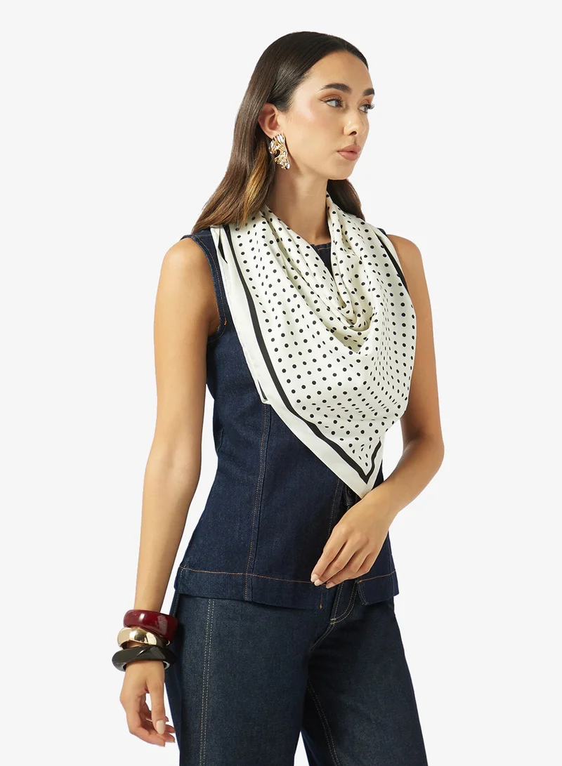 Ginger Silk Polka Dot Printed Summer Scarf