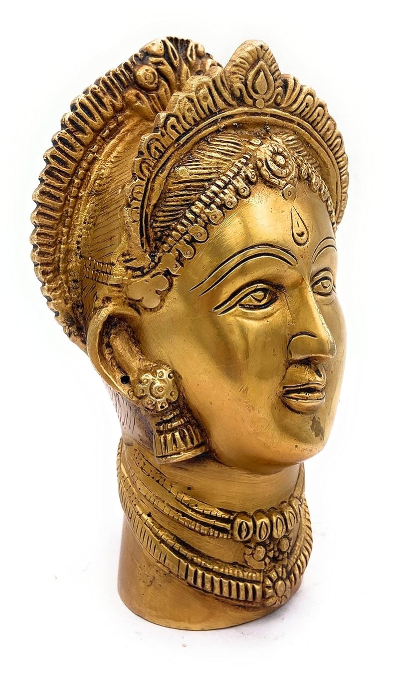 Bhunes Brass Lakshmi Face Laxmi Head Maha Lakshmi Mukut for KalashGold 75 Inch 1 Piece - Image 3
