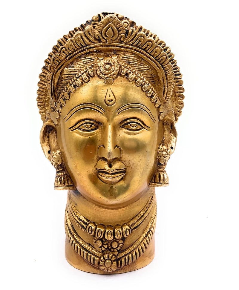 Bhunes Brass Lakshmi Face Laxmi Head Maha Lakshmi Mukut for KalashGold 75 Inch 1 Piece - Image 1