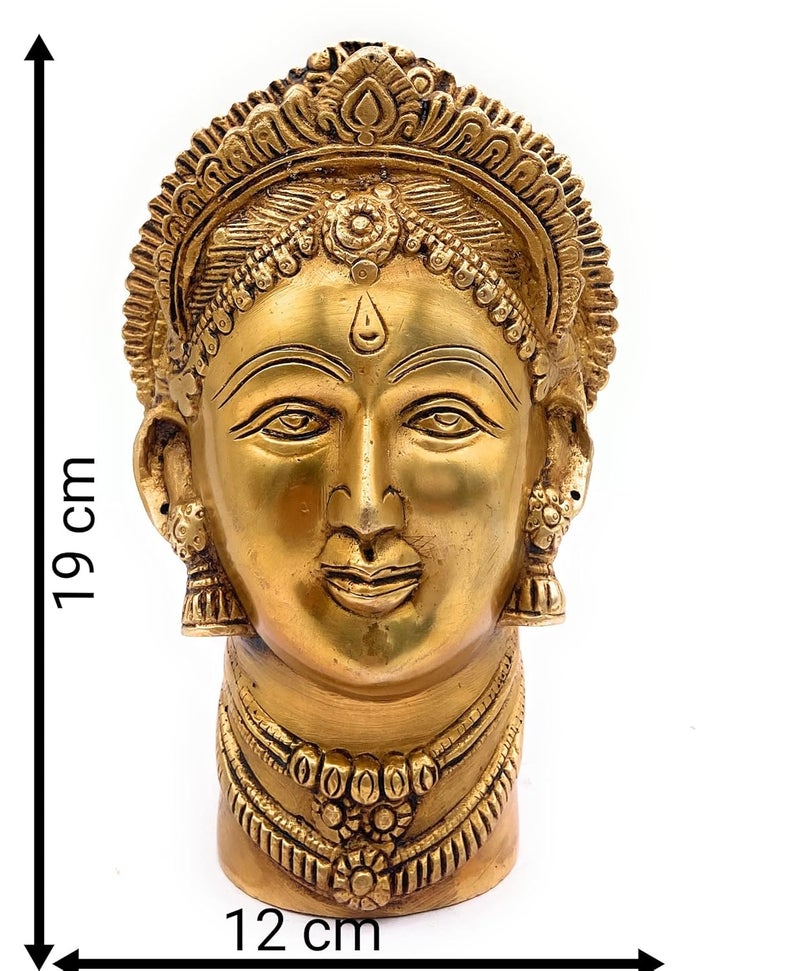 Bhunes Brass Lakshmi Face Laxmi Head Maha Lakshmi Mukut for KalashGold 75 Inch 1 Piece - Image 5