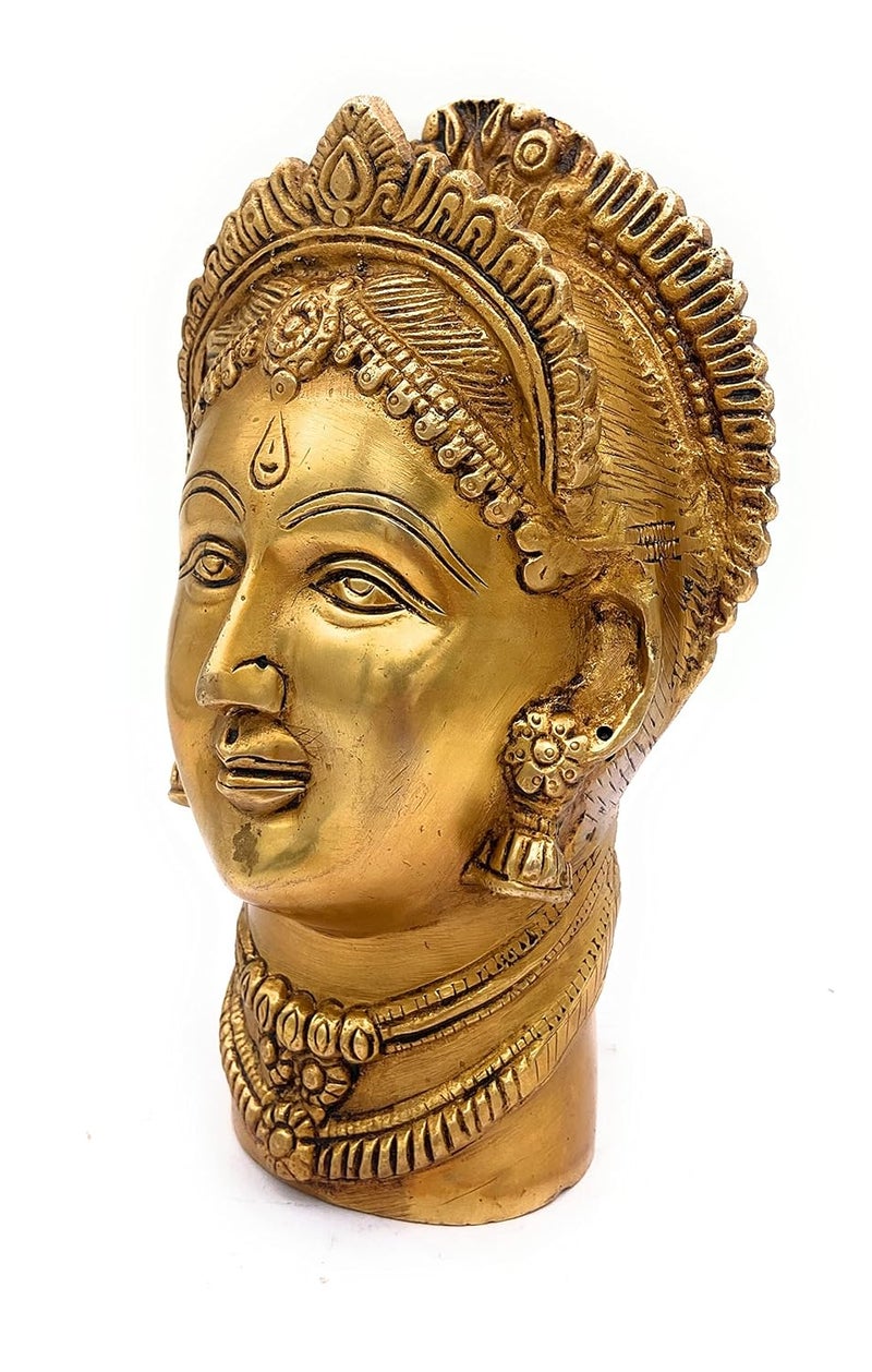 Bhunes Brass Lakshmi Face Laxmi Head Maha Lakshmi Mukut for KalashGold 75 Inch 1 Piece - Image 2