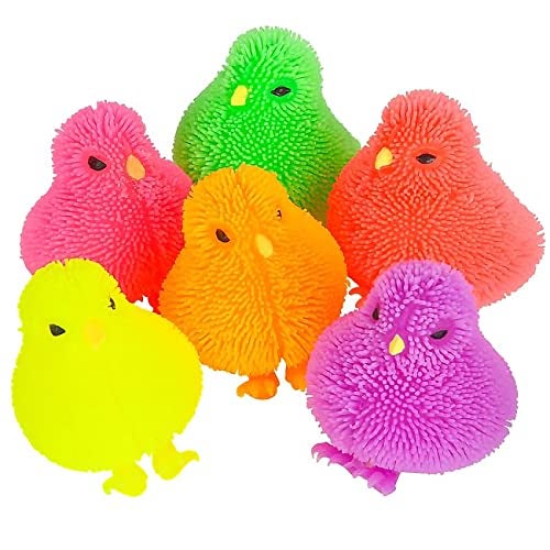 ArtCreativity 3 Inch Chicken Puffer Toys for Kids Pack of 12 Chick Surprise Toys for Filling Easter Eggs Easter Party Favors Egg Hunt Supplies Stress Relief Toys for Kids Assorted Neon Colors - Image 1