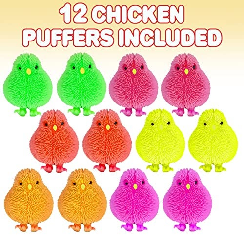 ArtCreativity 3 Inch Chicken Puffer Toys for Kids Pack of 12 Chick Surprise Toys for Filling Easter Eggs Easter Party Favors Egg Hunt Supplies Stress Relief Toys for Kids Assorted Neon Colors - Image 5