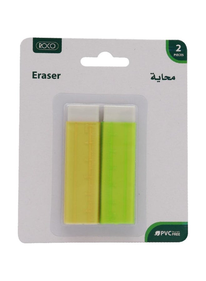 ROCO Pack of 2 Thin Rubber Eraser (Assorted Colors) - Image 1