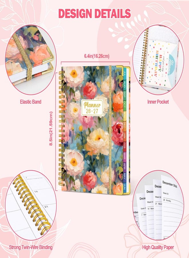 OMEYA Planner 2026-2027: 2026-2027 Academic Planner Weekly and Monthly from Jul. 2026 - Jun. 2027, 6.3" x 8.4", Calendar Planner with Monthly Tabs, Flexible Cover, Thick Paper, Inner Pocket for School Office Supplies(Bloom Floral) - Image 3