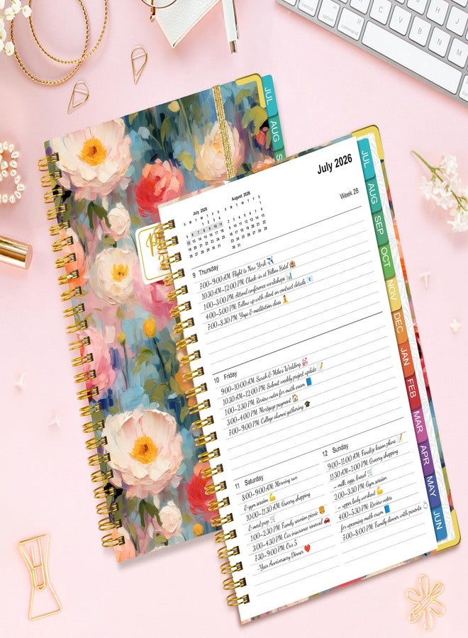 OMEYA Planner 2026-2027: 2026-2027 Academic Planner Weekly and Monthly from Jul. 2026 - Jun. 2027, 6.3" x 8.4", Calendar Planner with Monthly Tabs, Flexible Cover, Thick Paper, Inner Pocket for School Office Supplies(Bloom Floral) - Image 2
