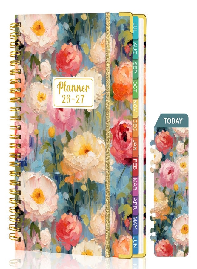 OMEYA Planner 2026-2027: 2026-2027 Academic Planner Weekly and Monthly from Jul. 2026 - Jun. 2027, 6.3" x 8.4", Calendar Planner with Monthly Tabs, Flexible Cover, Thick Paper, Inner Pocket for School Office Supplies(Bloom Floral) - Image 1