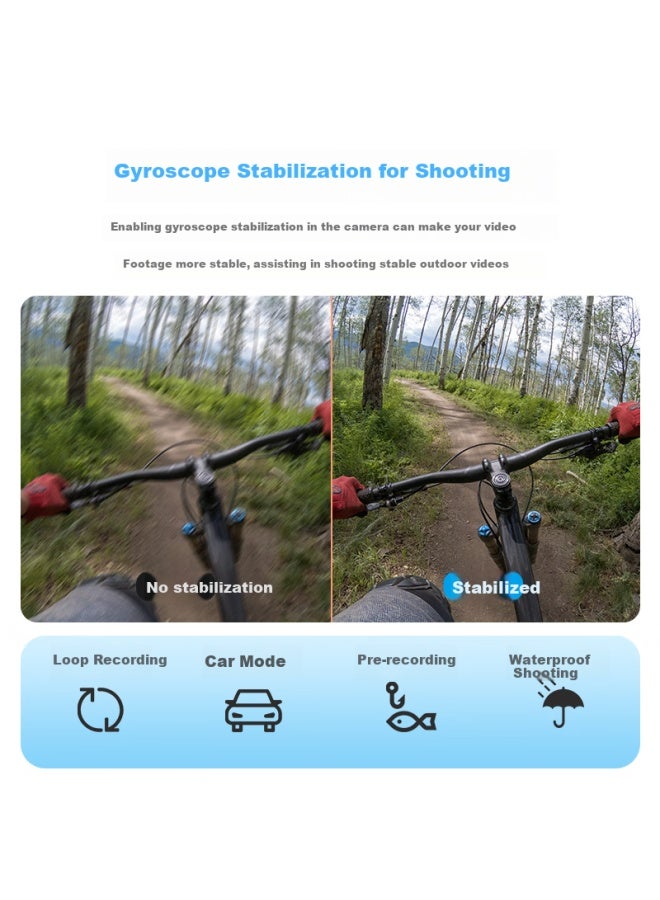 Mountain Dog G20 Thumb Sports Camera 4K Ultra Hd Anti-Shake Motorcycle Driving Recorder Helmet Chest Riding Vlog Non-360 Panoramic Mini Camera + 128G Memory Card