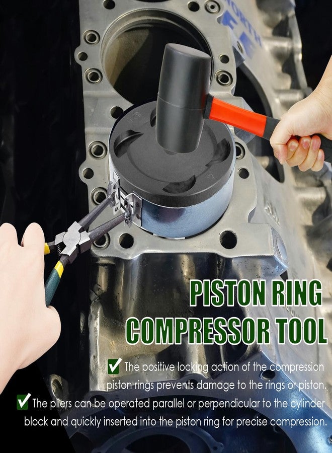 Socpuro Auto Engine Piston Ring Compressor Tool Set with Piston Installer Pliers and 14 Piston Rings(62-145mm) for Car Truck Auto Engine - Image 5