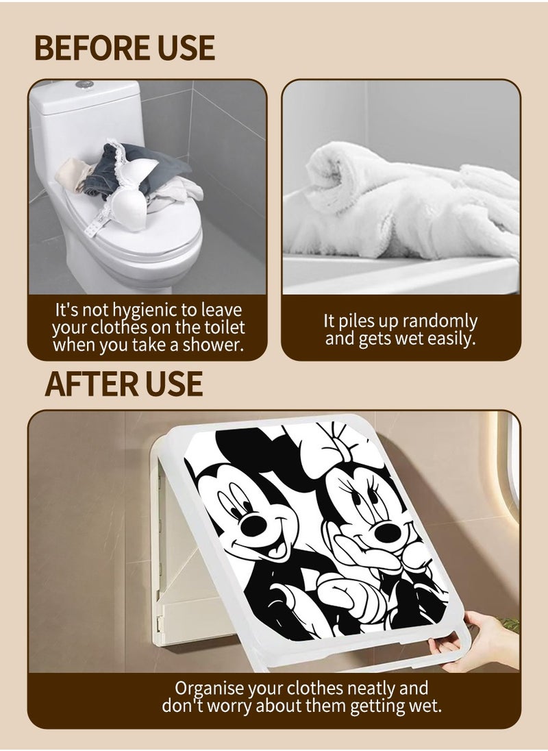 Generic Wall Mounted Organizer Bathroom mural Organizer Clothes Folding Storage Box Clothes Folding Storage Box, Storage and Decoration 2 in 1, Bathroom Decorative Painting, Waterproof Hanging Storage, No-Punch Wall Mounted Bathroom Shelf, Toilet Mural Space Saving  - Image 5