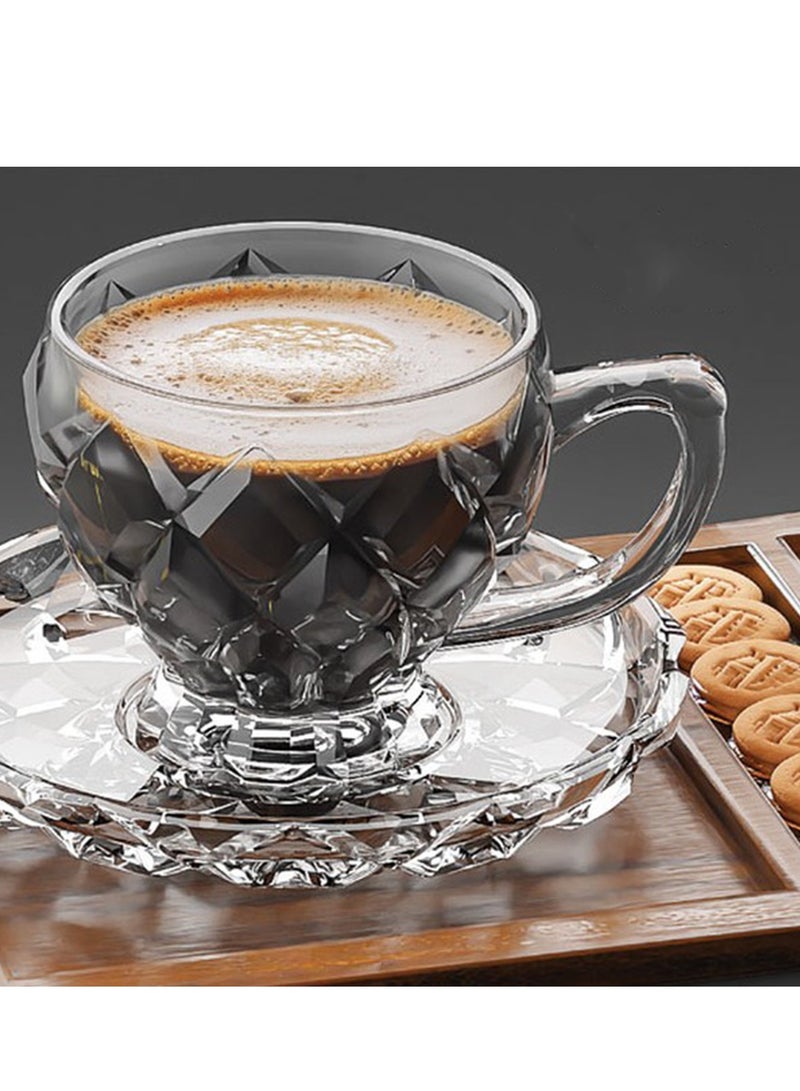 Tea cup and Saucer Set, 100ml - 6 Pack Coffee Mug, Turkish Tea Cup Glasses and Saucers, Cups for Cappuccino Latte Café  - Image 4