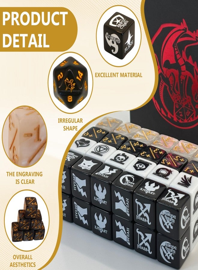 Extalas MTG Dice Set - 55 Dice: 24 Counter, 26 Keyword & 5 D20 Token Dice with Deluxe Box & Velvet Pouch, Limited Collector Edition(Bird) - Image 5