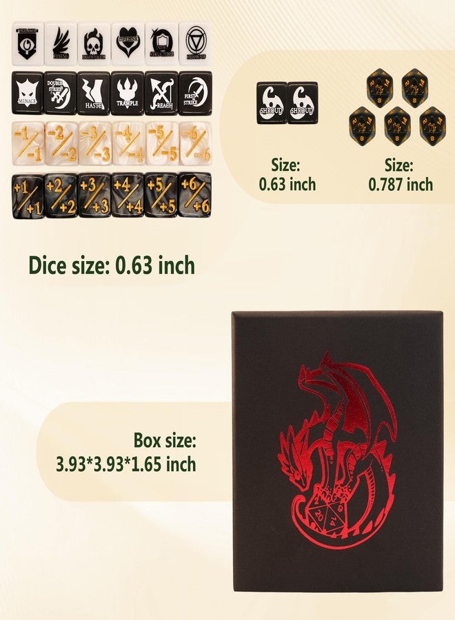 Extalas MTG Dice Set - 55 Dice: 24 Counter, 26 Keyword & 5 D20 Token Dice with Deluxe Box & Velvet Pouch, Limited Collector Edition(Bird) - Image 3