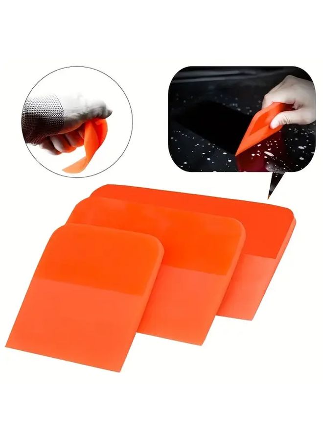 3pcs Orange Car Invisible Film Application Tool Kit with TPU Scraper and Board for Beginners - Image 1