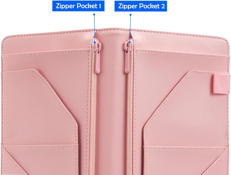 BECEERE Store Pink Server Book, Server Books for Waitress, Waitress Book with 2 Zipper Pocket, Cute Server Book, Server Note Pads Waitress Book with Money Pocket Fit Server Apron (Pink Mushroom) - Image 3