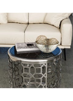 RIGID Stainless Steel Round Coffee Table with Glass Top  62.5x65x65cm  - Image 5