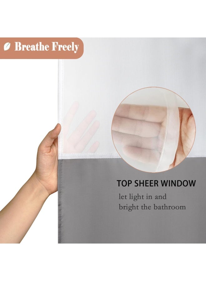 UFRIDAY Shower Curtain Grey and White 72 x 72 Inch Fabric Shower Curtain with WindowShower Curtain for Bathroom and BathtubsMachine Washable Hotel Quality - Image 2