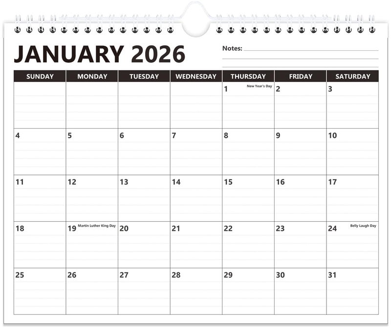 lucilynx 2026 Calendar - Wall Calendar 2026 Runs from January to December 2026, 12 Months Calendar with Thick Paper for Planning at Home or Office, 8.5 x 11 In, Black - Image 1