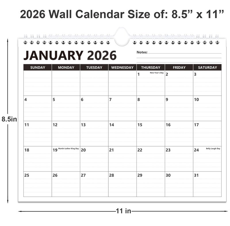 lucilynx 2026 Calendar - Wall Calendar 2026 Runs from January to December 2026, 12 Months Calendar with Thick Paper for Planning at Home or Office, 8.5 x 11 In, Black - Image 3