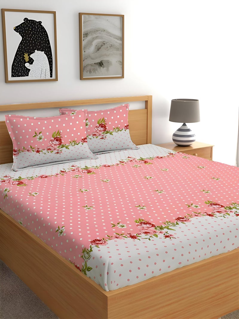 STARNSTYLE 350TC Microfiber Glace Cotton AC Comforter Set King Size Double Bed with 1 Flat bedsheet-90x100 inch and Two Pillow Covers II 4 pc Bedding Set Pink - Image 5