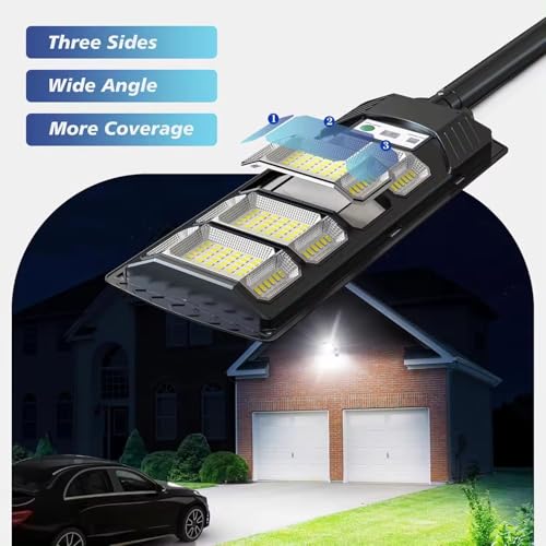 kh Solar Street Lights Outdoor Waterproof 192 LED 80 W Solar Dusk to Dawn Flood Light Outside Solar Powered Security Exterior Wall Mount Lamp Motion Sensor Remote Control (Pack of 2) - Image 5