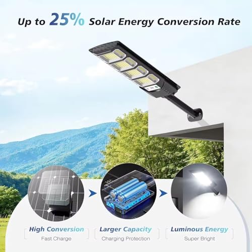 kh Solar Street Lights Outdoor Waterproof 192 LED 80 W Solar Dusk to Dawn Flood Light Outside Solar Powered Security Exterior Wall Mount Lamp Motion Sensor Remote Control (Pack of 2) - Image 2