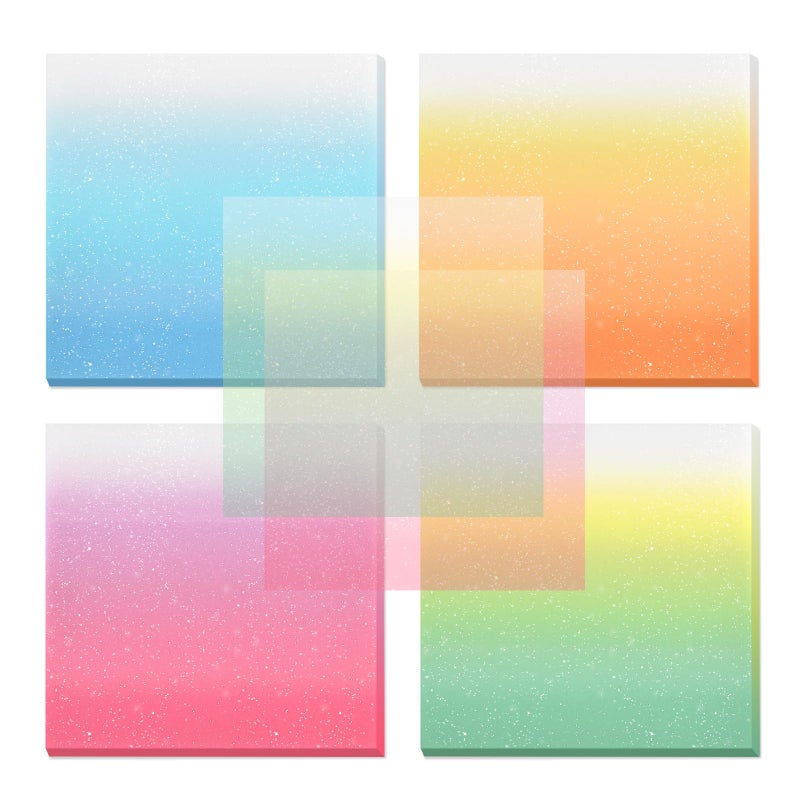 BAYTORY 200 Sheets Glitter Transparent Sticky Notes, 3 x 3 Clear Memo Pads, Translucent Self-Stick Note, See Through Self-Adhesive Note for Bible Accessories (Gradient Color) - Image 1