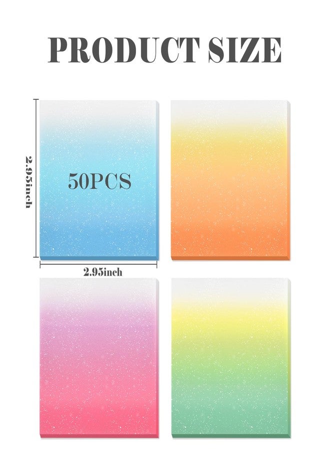 BAYTORY 200 Sheets Glitter Transparent Sticky Notes, 3 x 3 Clear Memo Pads, Translucent Self-Stick Note, See Through Self-Adhesive Note for Bible Accessories (Gradient Color) - Image 2