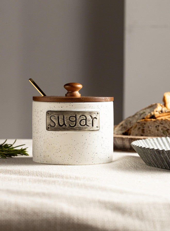 LYEOBOH Sugar Bowl with Lid and Spoon, 15 OZ Ceramic Sugar Dish, Sugar Holder for Coffee Bar Accessories, Sugar Jar for Countertop, Azucarera Farmhouse Home and Kitchen, White - Image 5